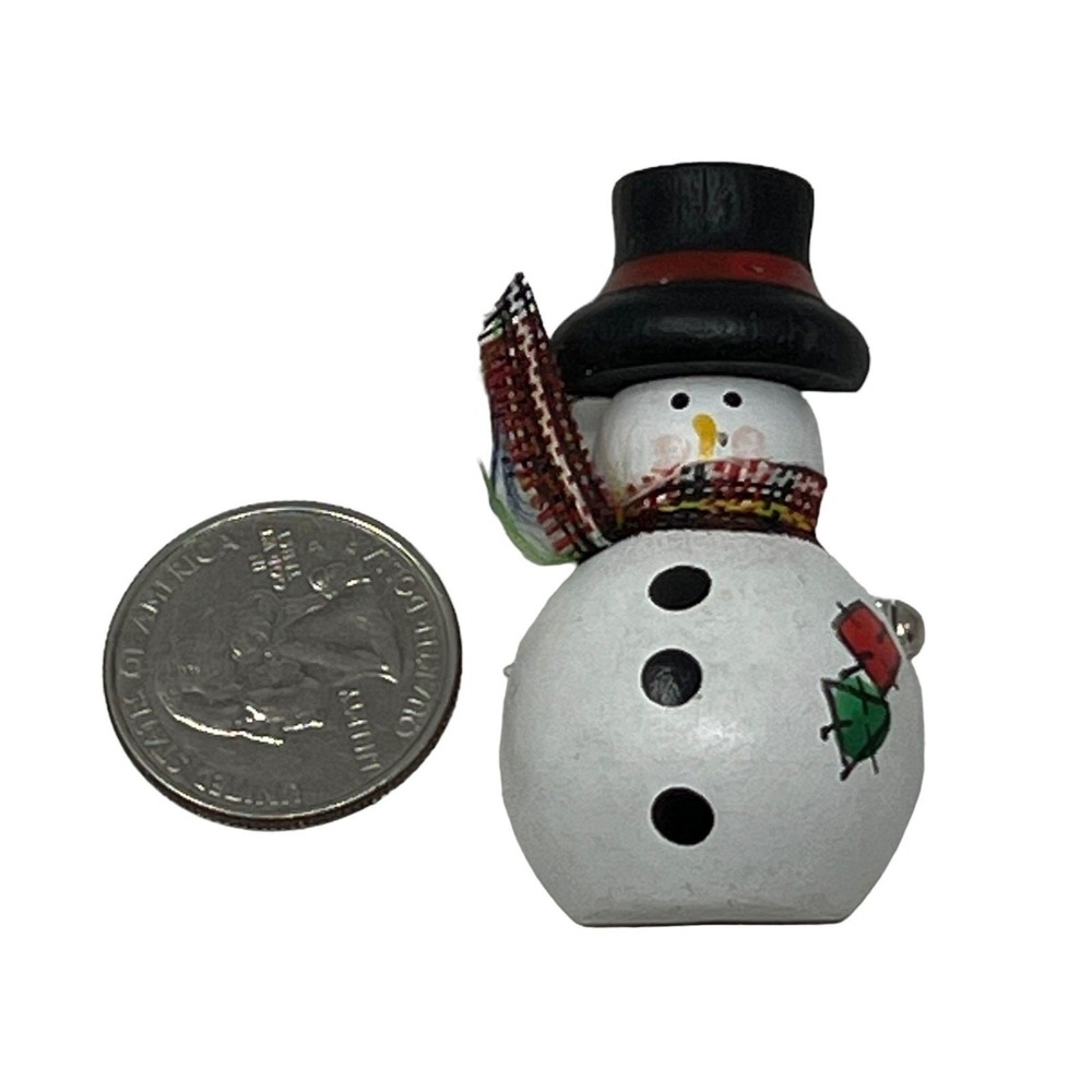 Vintage Snowman Brooch Wood with Scarf and Top Hat Winter Holiday Pin - Picture 6 of 6